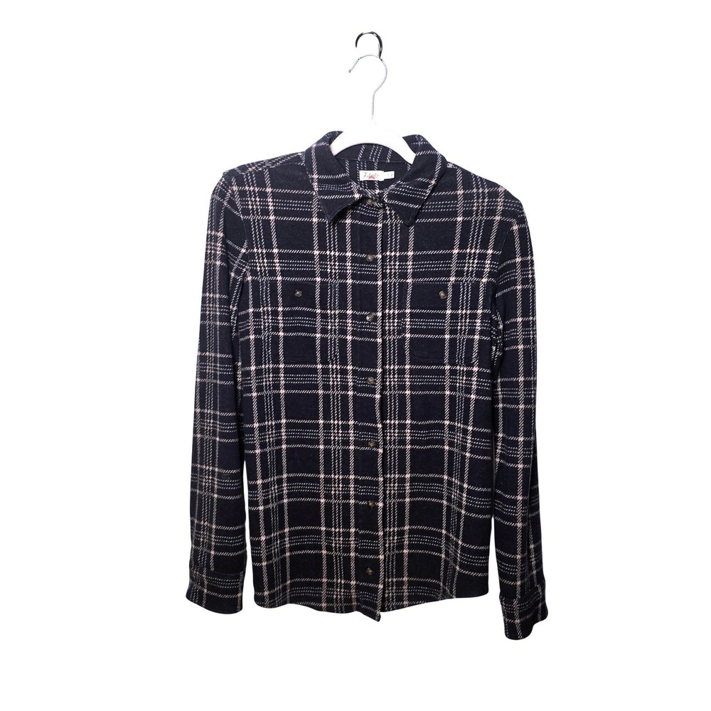 Faherty Legend Sweater Shirt Navy Plaid Knit Button Down WKF2314-DKP Womens S